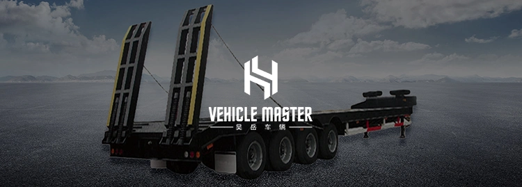 Vehicle Master 3 Axle 60t 40FT Low Bed 70 Ton 80 Ton Gooseneck Low Bed Semi Trailer Heavy Duty Lowboy Truck Semi Trailer for Sale